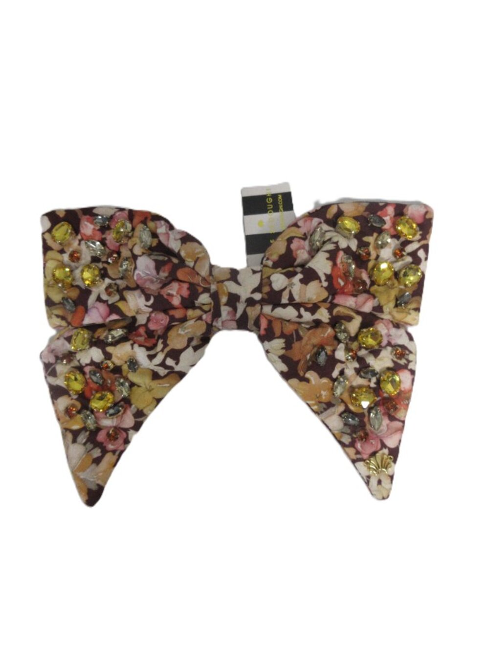 Lele Sadoughi x Liberty London Crystal Bow Barrette Marigold Lilies NWT